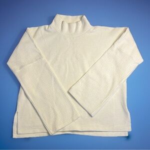 Madewell super soft ribbed mock turtleneck with wide sleeves. Warm and stylish.